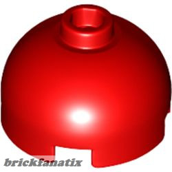 Lego Brick, Round 2 x 2 Dome Top with Bottom Axle Holder - Blocked Open Stud, Dark red