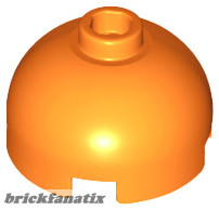 Lego Brick, Round 2 x 2 Dome Top with Bottom Axle Holder - Hollow Stud, Orange