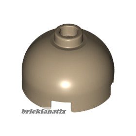   Lego Brick, Round 2 x 2 Dome Top with Bottom Axle Holder - Hollow Stud, Dark tan