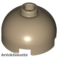 Lego Brick, Round 2 x 2 Dome Top with Bottom Axle Holder - Hollow Stud, Dark tan