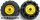 Lego Wheel 18mm D. x 14mm with Pin Hole, Fake Bolts and Shallow Spokes with Black Tire 37 x 18R (55981 / 56891), Yellow
