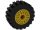 Lego Wheel 18mm D. x 14mm with Pin Hole, Fake Bolts and Shallow Spokes with Black Tire 30.4 x 14 Offset Tread - Band Around Center of Tread (55981 / 92402), Yellow