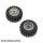 Lego Wheel 18mm D. x 14mm with Axle Hole, Fake Bolts and Shallow Spokes with Black Tire 30.4 x 14 Offset Tread Band Around Center of Tread (55982 / 92402), Light gray