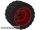 Lego Wheel 18mm D. x 14mm with Axle Hole, Fake Bolts and Shallow Spokes with Black Tire 24 x 14 Shallow Tread - Band Around Center of Tread (55982 / 89201), Red