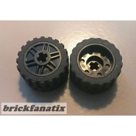   Lego Wheel 18mm D. x 14mm with Axle Hole, Fake Bolts and Shallow Spokes with Black Tire 24 x 14 Shallow Tread - Band Around Center of Tread (55982 / 89201), Black