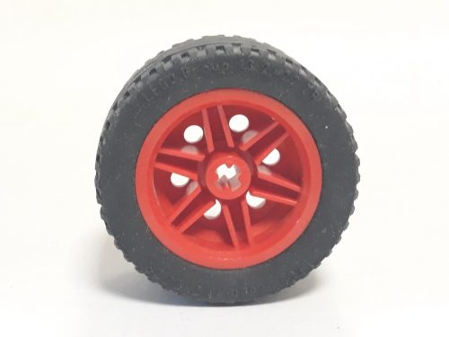 Lego Wheel 30.4mm D. x 20mm with No Pin Holes and Reinforced Rim with Black Tire 43.2 x 22 ZR (56145 / 44309), Bright red