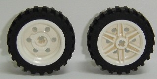 Lego Wheel 30mm D. x 14mm with Black Tire 43.2 x 14 Offset Tread (56904 / 56898)