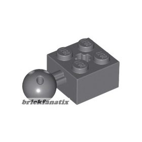   Lego Technic, Brick Modified 2 x 2 with Ball Joint and Axle Hole with 6 Holes in Ball, Dark grey