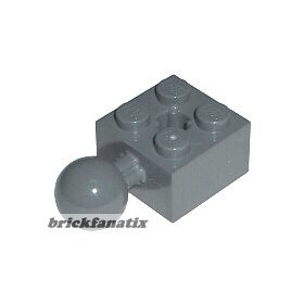   Lego Technic, Technic, Brick Modified 2 x 2 with Ball Joint and Axle Hole, Dark grey