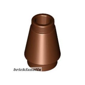 Lego Cone 1 x 1 with Top Groove, Reddish brown