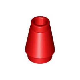 Lego Cone 1 x 1 with Top Groove, Red