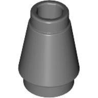 Lego Cone 1 x 1 with Top Groove, Dark grey