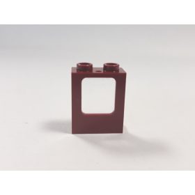   Lego Window 1 x 2 x 2 Plane, Single Hole Top and Bottom for Glass, Dark red
