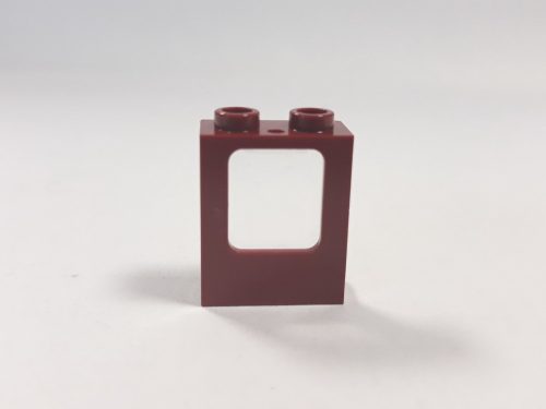 Lego Wall Element 1X2X2 W. Window, Dark red
