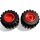 Lego Wheel 11mm D. x 12mm, Hole Notched for Wheels Holder Pin with Black Tire Offset Tread Small Wide (6014b / 6015), Red
