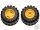 Lego Wheel 11mm D. x 12mm, Hole Notched for Wheels Holder Pin with Black Tire Offset Tread Small Wide, Band Around Center of Tread (6014b / 87697), yellow
