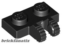 Lego Hinge Plate 1 x 2 Locking with 2 Fingers on Side and 9 Teeth, Black