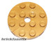 Lego PLATE 4X4 ROUND W. SNAP, Gold