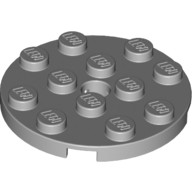 Lego PLATE 4X4 ROUND W. SNAP, Light grey