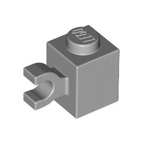  Lego Brick, Modified 1 x 1 with Clip (Horizontal Grip), Light bluish gray