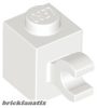 Lego Brick, Modified 1 x 1 with Clip (Horizontal Grip), White