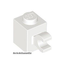   Lego Brick, Modified 1 x 1 with Clip (Horizontal Grip), White