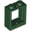 Lego Window 1 x 2 x 2 Flat Front, Dark green