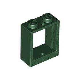 Lego Window 1 x 2 x 2 Flat Front, Dark green