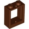 Lego Window 1 x 2 x 2 Flat Front, Reddish brown