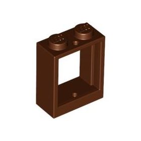 Lego Window 1 x 2 x 2 Flat Front, Reddish brown