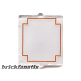   Lego Lego Glass for Window 1 x 2 x 2 Flat Front with Red Geometric Frame on Translucent White Background Pattern
