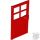 Lego Door 1 x 4 x 6 with 4 Panes and Stud Handle, Red