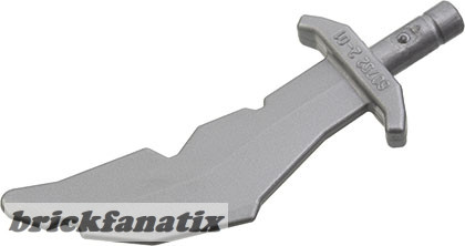 Lego Minifigure, Weapon Sword, Scimitar with Nicks, Flat silver