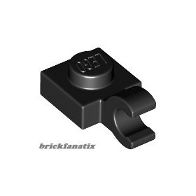   Lego Plate, Modified 1 x 1 with Open O Clip (Horizontal Grip), Black