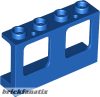 Lego Window 1 x 4 x 2 Plane, Single Top Hole and Single Bottom Hole for Glass, Blue