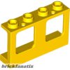 Lego Window 1 x 4 x 2 Plane, Single Top Hole and Single Bottom Hole for Glass, Yellow