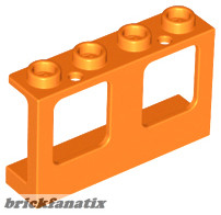 Lego WALL W/WINDOW W. RADIUS4 1X4X2, Orange