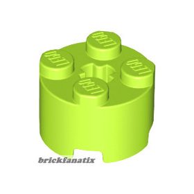 Lego Brick, Round 2 x 2 with Axle Hole, Lime