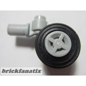   Lego Technic Pin with Dual Wheels Holder with Light Bluish Gray Wheels and Black Tires (61483 / 4624 / 59895)