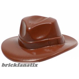   Lego figura Headgear Hat, Wide Brim Outback Style (Fedora), Reddish brown