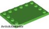Lego Tile, Modified 4 x 6 with Studs on Edges, Bright green