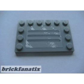   Lego Tile, Modified 4 x 6 with Studs on Edges with Steel Plate with Scratches Type A+B+C+D Pattern (Sticker) - Set 8273, Light grey