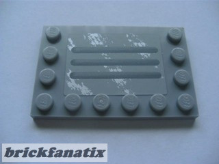 Lego Tile, Modified 4 x 6 with Studs on Edges with Steel Plate with Scratches Type A+B+C+D Pattern (Sticker) - Set 8273, Light grey