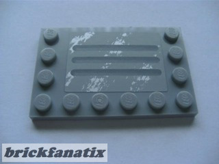 Lego Tile, Modified 4 x 6 with Studs on Edges with Steel Plate with Scratches Type A+B+C+D Pattern (Sticker) - Set 8273, Light grey