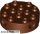 Lego Brick, Round 4 x 4 with 4 Side Pin Holes and Center Axle Hole, Reddish brown