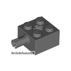 Lego Brick, Modified 2 x 2 with Pin and Axle Hole, Dark gray