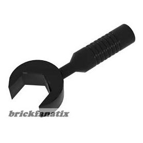  Lego Minifigure, Utensil Tool Open End Wrench - 6-Rib Handle, Black