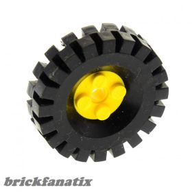   Lego Wheel FreeStyle with Black Tire 17 x 43 (6248 / 3634), Yellow
