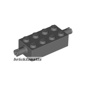 Lego Brick, Modified 2 x 4 with Pins, Dark grey