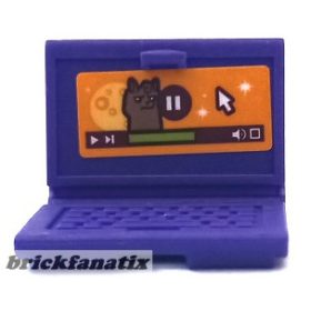   Lego Minifigure, Utensil Computer Laptop with Alpaca, Pause Symbol and Mouse Cursor on Orange Screen Pattern (Sticker) - Set 41432